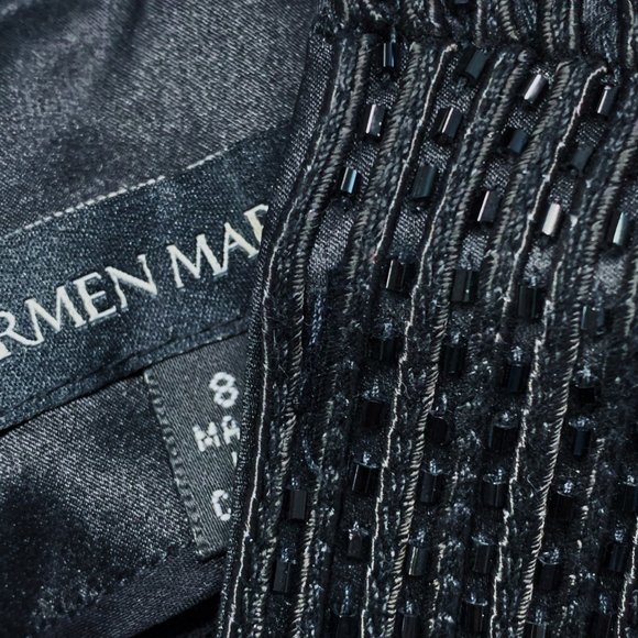 Carmen Marc Valvo Black Sleeveless Sheath Dress - Picture 7 of 8